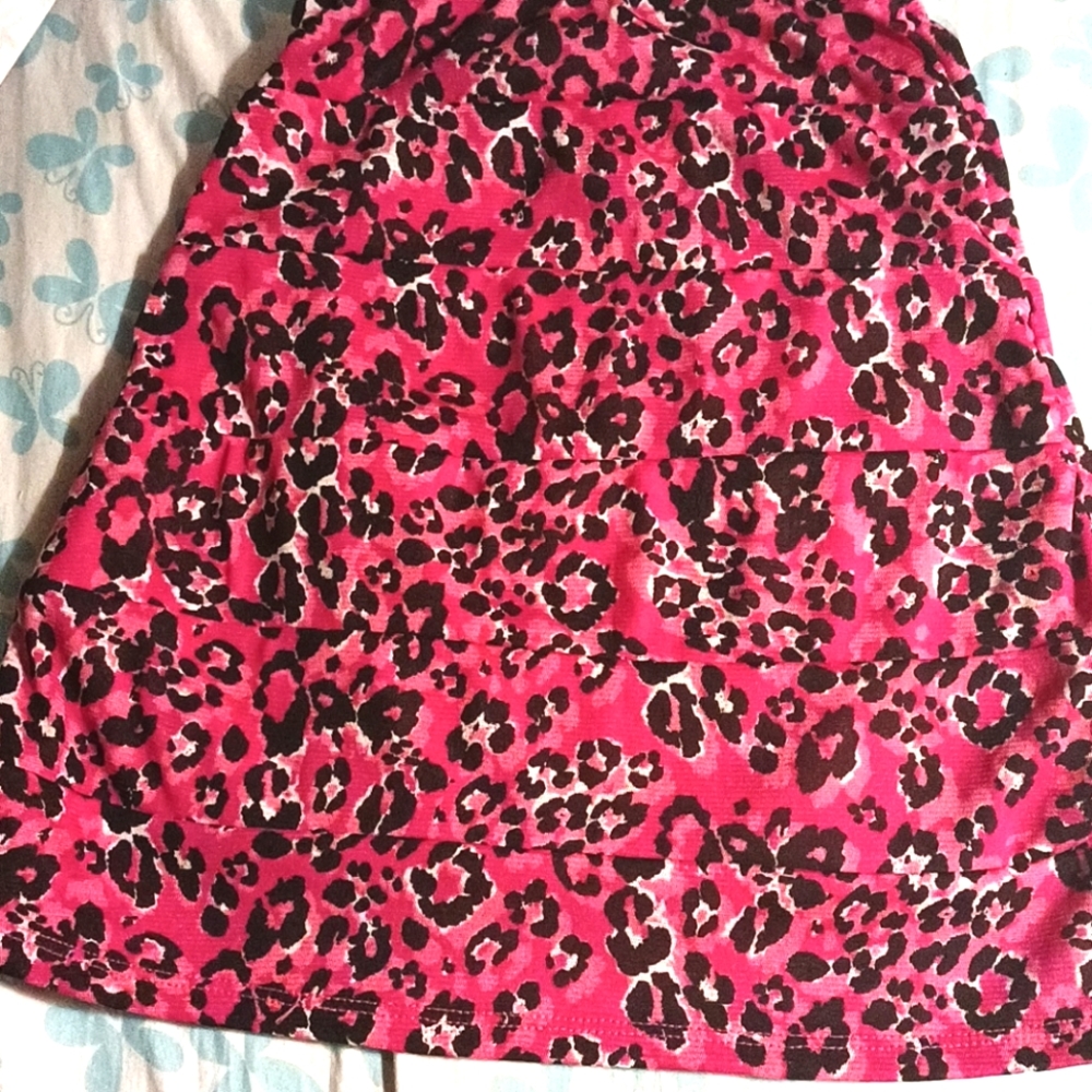 Pink leopard print skirt